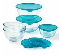 Pyrex Ensemble de Boîtes à Lunch Transparent Turquoise 5 Pièces
