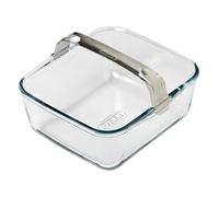 PYREX, ideal Air Fryer, Plat de Cuisson en Verre Ultra-Résistant 20x18 cm avec Poignée Amovible Clipsable en Inox pour Airfryer Simple Tiroir 2L