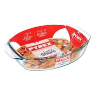 PYREX Let's Share Plat à four ovale en verre avec larges poignées - 38 x 27 cm