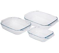 Pyrex Optim - Set de 3 Plats rectangulaires, Couleur Transparent