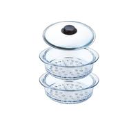 Pyrex - Paniers vapeur 20cm et son Couvercle avec bouton - Lot ou unité - Verre Borosilicate - Made in France (Double - 20 cm)