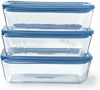 Pyrex® Pure Glass Collection Boîte fraîcheur en verre borosilicaté avec couvercle en verre borosilicaté, 1,5 l x 3 pièces, convient pour le four, le micro-ondes