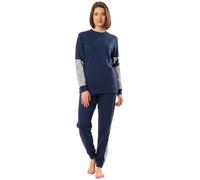 Pyrex Pyjama d'hiver pour femme en coton chaud Interlock à manches longues pyjama femme chaud coton S-XL, Modèle 3., L