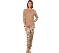 Pyrex Pyjama d'hiver pour femme en coton chaud Interlock à manches longues pyjama femme chaud coton S-XL, Modèle 1., M