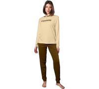 Pyrex Pyjama d'hiver pour femme, pyjama chaud en coton, édition limitée, Ppd157 Taupe, S