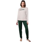 Pyrex Pyjama d'hiver pour femme, pyjama chaud en coton, édition limitée, Ppd157 Vert, S