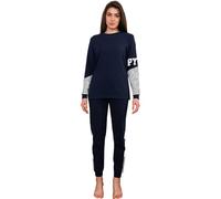 Pyrex Pyjama d'hiver pour femme, pyjama chaud en coton, édition limitée, Ppd250 Bleu, L