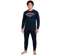 Pyrex Pyjama d'hiver pour homme, pyjama homme chaud en coton Limited Edition, Art. PPU201 Bleu, M