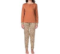 Pyrex Pyjama femme 100 % coton léger - Ensemble en tricot avec boutons et pantalon confortable S-XL