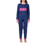 Pyrex Pyjama femme 100 % coton léger - Ensemble en tricot avec boutons et pantalon confortable S-XL, Modèle 1., M