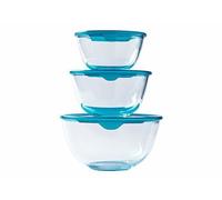Pyrex (R) - Prep - Store - Lot de 3 bols en verre resistants avec couvercle (0,5L - 1L - 2L) - Sans BPA