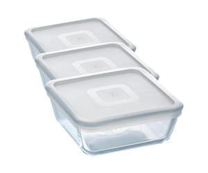 PYREX - Récipient Cuad C/T 15 x 15 cm, 0,85 l C&F PX (Lot de 3)