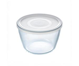 PYREX Recipient Red C/T 1.1L | Blanc, format rond, couvercle à pression avec joint en silicone, passe au micro-ondes, au four et au congélateur
