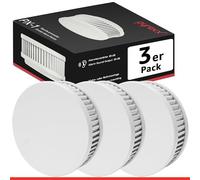 Pyrexx PX-1 Détecteur de fumée - 3 Piéces - 10 Ans Pile avec Support magnétique sans perçage et LED Clignotante, certifié Selon Q-Label, Blanc