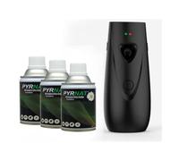 PYRNAT Diffuseur Automatique Programmable + 3 Recharges Insecticide Pyrèthre 250 ml - Anti Mouches, Moustiques, Moucherons, Mites, Puces - Insectes Volants et Rampants - Noir