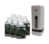 PYRNAT Diffuseur Automatique Programmable + 6 Recharges Insecticide Pyrèthre 250 ml - Anti Mouches, Moustiques, Moucherons, Mites, Puces - Insectes Volants et Rampants - AirPro