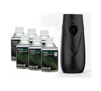 PYRNAT Diffuseur Automatique Programmable + 6 Recharges Insecticide Pyrèthre 250 ml - Anti Mouches, Moustiques, Moucherons, Mites, Puces - Insectes Volants et Rampants - Noir