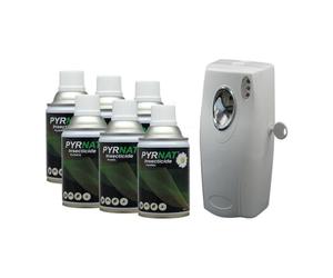 PYRNAT Diffuseur Automatique Programmable + 6 Recharges Insecticide Pyrèthre 250 ml - Anti Mouches, Moustiques, Moucherons, Mites, Puces - Insectes Volants et Rampants - SBA096