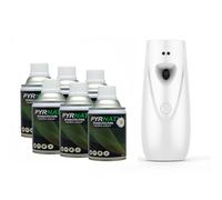 Pyrnat Insecticide 6x250ml au Pyrèthre avec Diffuseur Automatique (Blanc) Anti-mouches, Moustiques, Punaise de Lit Efficace contre les insectes volants et rampants.