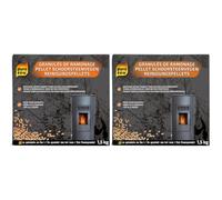 Pyro Feu - Granulés de Ramonage - 1,5kg - Entretien des Poêles, Inserts et Chaudières à Pellets - Destruction par Catalyse - pour Un Tirage et Un Rendement Optimaux (Lot de 2)