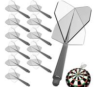 Pyroclasia Lot de 12 ailettes de fléchettes avec tige stable - Accessoires Fusion Flyer avec tige - Ailettes fixes intégrées - En plastique - Système de vol de tige (2BA) (noir)