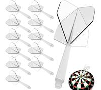 Pyroclasia Lot de 12 ailettes de fléchettes avec tige stable - Accessoires Fusion Flyer avec tige - Ailettes fixes intégrées - En plastique - Système de vol de tige (2BA) (blanc)