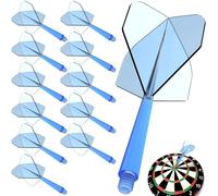 Pyroclasia Lot de 12 ailettes de fléchettes avec tige stable - Accessoires Fusion Flyer avec tige - Ailettes fixes intégrées - En plastique - Système de vol de tige (2BA) (bleu)