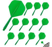Pyroclasia Lot de 12 ailettes de fléchettes avec tiges stables - Accessoires Fusion Flyer avec tige - Ailettes fixes intégrées - En plastique - Système de vol de tige (2BA) (vert)