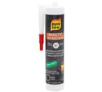Pyrofeu - Mastic Réfractaire Noir - Tenue jusqu’à 1200°C - Montage, Réparation et Scellement de Poêles, Inserts et Cheminées - Fabrication Française - 310ml
