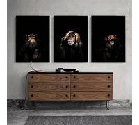 PYROJEWEL 3 singes entendent voir parler affiche Cool Graffiti Street Art peinture sur toile mur Art photos pour chambre décor à la maison Cuadros 40X60cmX3 sans cadre…