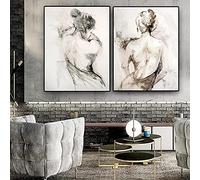 PYROJEWEL Art Abstrait Toile Peinture Noir Blanc Femme Sexy Dos Nu Affiches et Impressions Art Mural scandinave pour Chambre Photos 30x45x2cm sans Cadre