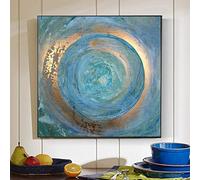 PYROJEWEL Moderne Bleu Or Toile Peinture Abstraite scandinave Affiches et Impressions Quadro Mur Art pour Salon décoration de la Maison 80x80 cm sans Cadre