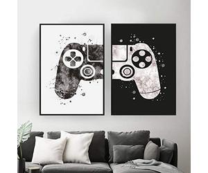 PYROJEWEL Toile Peinture Aquarelle garçon Jeu Affiche Impression Manette de Jeu Mur Art Manette Enfants Chambre décoration intérieure de la Maison 60x80cmx2 sans Cadre…