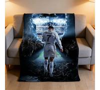 PyrrlicToy Couverture de Star de Football,CR-7 Flanelle Couverture de Sieste,Couvertures de Couvertures Imprimée de Star de Football pour Les Garçons CR-7 Fans,Maison Chaude de Camping (130×100cm)