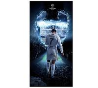 PyrrlicToy Football Stars Serviette de Plage,Serviette de Plage Ronal-do,Serviettes de Plage Homme et Femme,Serviettes de Bain Microfibre,Cadeau pour Fans（Noir）