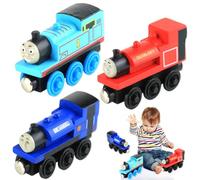 PyrrlicToy Jouet Vehicles, 3 pcs Interactive Train Jouets, Gâteau Topper Figurines Mini Véhicule pour Enfant, Train Figurines Set à Collectionner Cadeaux for Kids Ages 3+