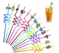 PYRUVAE 13 Pièces Paille Enfant, Pailles Italiennes Brainrot, Amusantes Tung Tung Tung Sahur Straws Plastique Colorées, Réutilisables pour Fêtes Anniversaire Enfants, Réunions de Famille
