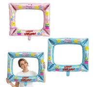 PYRUVAE 2 Pièces Accessoire photobooth, Cadre photobooth, Cadre photo gonflable - Accessoire Pour anniversaire - Glückwunsch zum Geburtstag - 50 x 59 cm