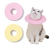 PYRUVAE 2 Pièces Colerette Chat Anti Lechage Grattage,Collerette Collier Morsure De Protection, Colliers Pour Animaux Compagnie Anti-Lick Chats Chiots (Rose et Jaune)