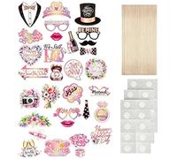 PYRUVAE 30 Pièces Accessoires Photobooth Mariage et EVJF - Kit Accessoire Photo Amusant pour Enterrement de Vie de Jeune Fille, Team Bride, Décoration de Fête, Anniversaire et Cérémonie