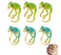 PYRUVAE 6 Pièces Bagues Grenouille Rigolotes pour Enfants et Adultes, Bague Ajustable en Forme de Grenouille, Bijoux Fantaisie Amusants pour Fille et Garçon, Cadeau Anniversaire (Verte + Bleue）