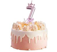 PYRUVAE Bougies d'anniversaire Numéro 7, 3D Rose Bougie Chiffre 7, Couronne Decoration Gateau Anniversaire,Bougies Scintillantes Gâteau Topper Decoration, Pour Les Enfants 7e anniversaire