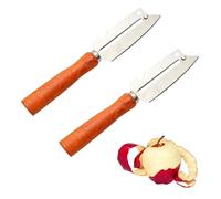 PYRUVAE Lot de 2 Éplucheur Légumes et Fruits avec Manche en Bois, Éplucheur Multifonction 4 en 1 pour Pommes de Terre et Carottes, Économe Professionnel en Métal, 20x4cm