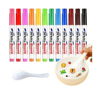 PYRUVAE Stylo Magique pour Peinture à L'eau, 12 Marqueur Flottant à L'eau, Stylo à Gribouiller avec Cuillère, Marqueur Tableau Blanc Effacable, pour Gribouiller, Dessiner, écrire, Tableau Blanc