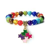 PYRWSM Bracelet 7 chakras en pierre naturelle extensible avec perles et bracelets psychologiques, Pierre