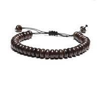 PYRWSM Bracelet de méditation en bois naturel tissé à la main pour homme Sanskrit Bouddha réglable, Pierre