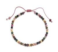 PYRWSM Bracelet tressé en perles de tourmaline de 3 mm - Fait à la main - Pierre naturelle - Style bohème - Pour homme et femme, Pierre