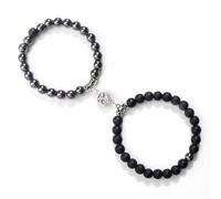 PYRWSM Bracelets élastiques classiques de 6 mm en pierre naturelle pour homme et femme - Noir mat - Œil de tigre de lave, Pierre