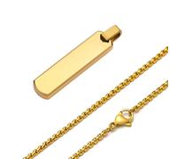PYRWSM Collier avec initiale pour homme, pendentif épais géométrique vertical avec lettres de A à Z, collier simple et décontracté, A, Pierre