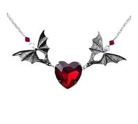 PYRWSM Collier ras du cou gothique avec pendentif en forme d'aile de chauve-souris noir en forme de cœur - Style sombre - Pour Halloween et cosplay, One Size, Pierre, Agate